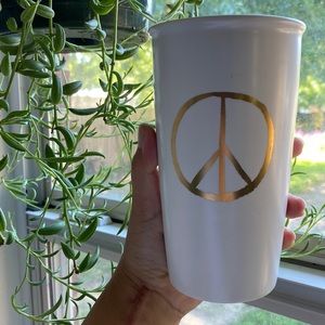 Starbucks Gold Peace ☮️ Sign Tumbler Ceramic Cup